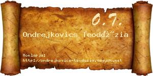 Ondrejkovics Teodózia névjegykártya